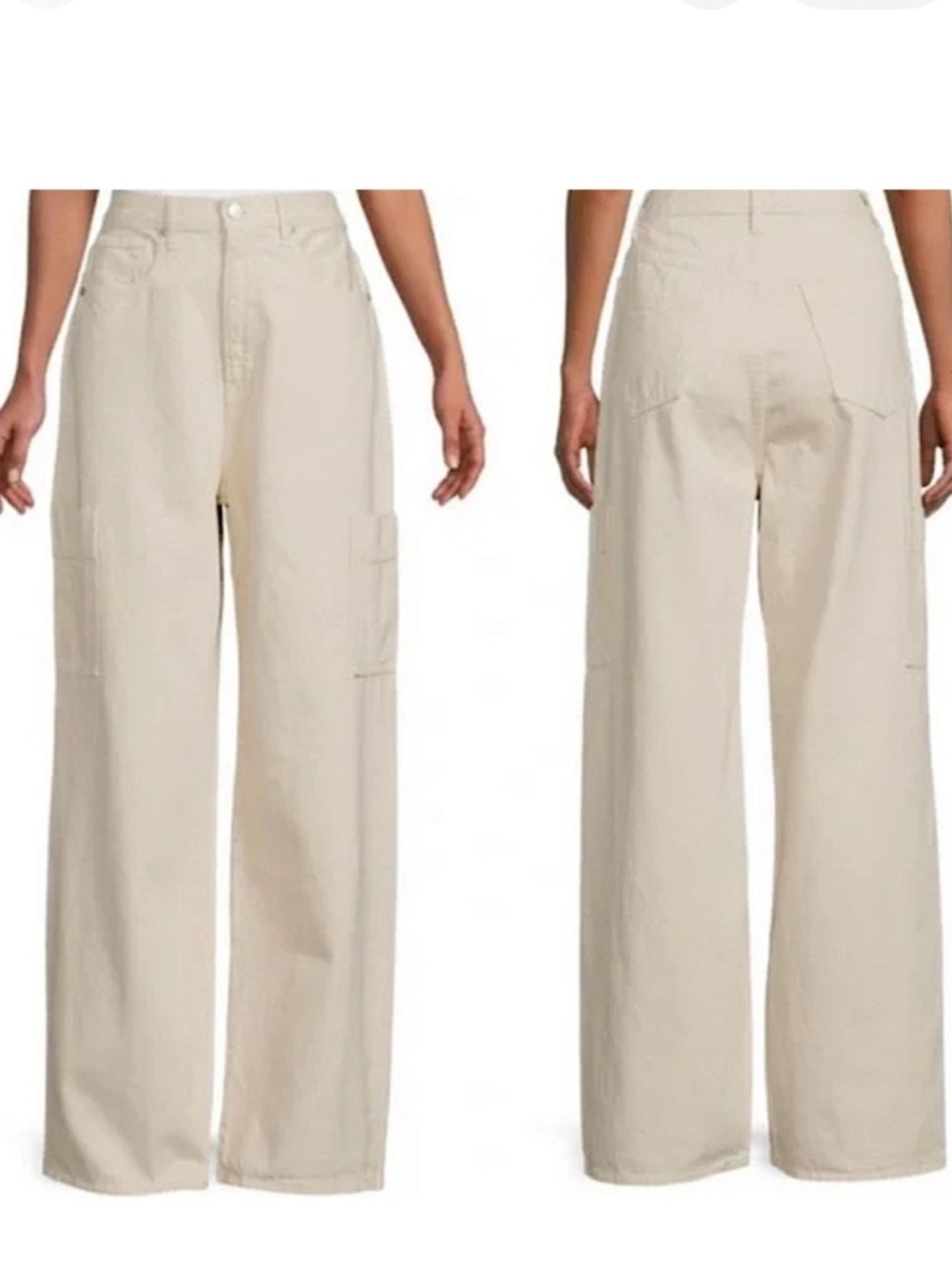 Frame Denim Wide-Leg Cargo Pants in Parchment/Cream Women’s Size 24